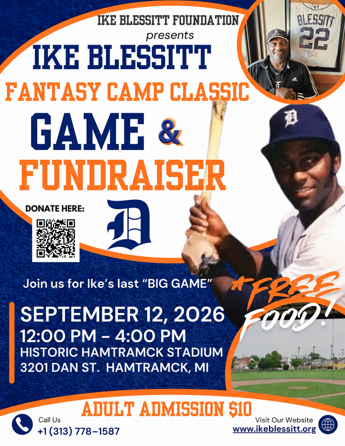 Ike Blessitt Fantasy Camp Classic flyer — September 12, 2026, Historic Hamtramck Stadium